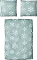Produktbild: Traumschloss Micro Flanell Bettwäsche - Schneeflocken 155 x 220 cm hellblau Schneeflocken, hellblauer Hintergrund