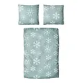 Produktbild: Traumschloss Bettwäsche Classic Microfaser, Flanell, 2 teilig, Schneeflocken, hellblauer Hintergrund