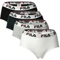 Produktbild: FILA Damen Hipster - 4er Pack Slip, Logo-Bund, Cotton Stretch, einfarbig Weiß/Schwarz/Grau/Marine S