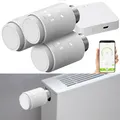 Produktbild: revolt Heizkörpersteuerung: 3er-Set programmierbare Heizkörper-Thermostate mit WLAN-Gateway & App (Smarte Heizungsthermostate, Heizung Thermostat Bluetooth, Adapter)