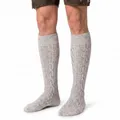 Produktbild: Trachtensocken klassisch 40cm Lang - Trachten Strümpfe Passend zu kurze Trachtenhosen & Kniebundhosen - Edel gestrickte Socken mit Zopfmuster - aus Baumwolle für Damen & Herren Natur/Meliert - 44-46