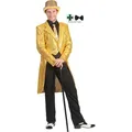 Produktbild: Karneval-Klamotten Kostüm Frack Pailletten Herren gold mit Fliege schwarz, Pailletten Herrenfrack für Silvester, Karneval, Party's, Zirkus, Show 48-50