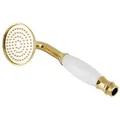 Produktbild: PaulGurkes goldene Handbrause Retro Duschkopf Nostalgie Brausekopf Keramik Gold Antik Vintage vergoldet Landhausstil weiße Keramikeinlage Keramikgriff