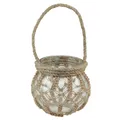 Produktbild: Makramee Glas Deko Hängedeko Glastopf Ø16cm H29cm Blumenampel LED-Windlicht