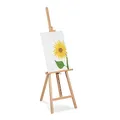 Produktbild: Relaxdays Staffelei, verstellbar, groß, stehend, für Kinder & Erwachsene, Holz, Höhe max. 128 cm, Malerstaffelei, Natur