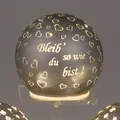 Produktbild: LED Kugellampe mit Bleib so wie du bist Spruch D. 12cm grau mit Timer Formano