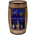 Produktbild: CREATIVE COOPER Weinregal Holz mit LED-Leuchten - Weinschrank Mini Bar - Alkohol Schrank Mann - Barschrank - Fass bar - 80cm hoch - Retro deko Bar Regal - Nadelbaumholz - Fassbar - Fassmöbel (Wenge)