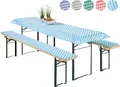 Produktbild: heimtexland ® Auflagen Set 3-teilig für Bierzeltgarnitur 2x Polster Auflage Bierbank 1x Tischdecke Vichy Karo Garten Tischdeko Typ331 Bavaria Tischmass 50x220 cm