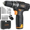 Produktbild: ALEAPOW 12V Bohrschrauber: Kraftvoll mit 30 Nm Drehmoment, 2-Gang-Getriebe Akkuschrauber, Schnellladung, LED-Licht - Das perfekte Werkzeug für pr...