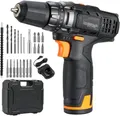 Produktbild: Akku-Bohrschrauber mit hoher Leistung, zwei Gängen, umfangreichem Zubehörset, LED-Licht, Schnellladefunktion, vielseitig einstellbar, ideal zum Bohren und Schrauben für Heim- und Profi-Anwendungen