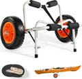 Produktbild: VEVOR Kajakwagen, 113 kg, faltbarer Kanuwagen mit 25,4 cm Vollgummireifen & 1 Ratschengurt, Bootswagen zum Transportieren von Kajaks, Kanus, Paddleboards, Jon-Booten, Wassersportgeräte, 70x40x40cm
