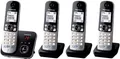 Produktbild: Panasonic KX-TG6824 - Schnurlostelefon - Anrufbeantworter mit Rufnummernanzeige - DECT - Schwarz + 3 zusätzliche Handsets (KX-TG6824GB)