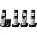 Produktbild: Panasonic KX-TG6824 Strahlungsarmes Schnurlostelefon mit Anrufbeantworter, Rufnummernanzeige, 3 zus?tzliche Mobilteile, 15h Sprechzeit, 7 Tage Stan... - Silber