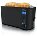 Produktbild: Toaster Edelstahl Langschlitz 4 Scheiben, integrierter Brötchenhalter, Bräunungsstufen 1-6, Brotzentrierung, automatisch Abschaltung, Display - Arendo