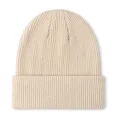Produktbild: axy Kinder Winter Beanie Strickmütze aus Rippstrick mit breiter Krempe für Jungs und Mädchen von 1-6 Jahren, Kindermütze Jungen Kleinkind (Beige)
