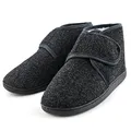 Produktbild: TIESTRA Warm Hausschuhe Herren Winter Kunststoffe Lammfell Senioren Hausschuhe Breiter Fuß Filzpantoffeln Mit Memory Foam Sohle, Filz Herrenhausschuhe Mit Klettverschluss Flach,Größe 42