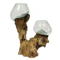 Produktbild: Vase Wurzelglas Glasvase Glas Deko Unikat Wurzelholz Teakholz Bali Krug Kübel Kanne Dekoglas Doppelt Nr.8