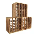 Produktbild: CHICCIE 3er Set Weinregal Holzkiste Wino aus Kiefernholz - Weinkisten Holz Regal geflammt 30x40x30 cm - Holzkisten Flaschenregal, Weinkistenregal
