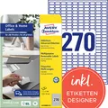 Produktbild: AVERY Zweckform L4730REV-10 Universal Etiketten (2.700 Klebeetiketten, 17,8x10mm auf A4, wieder rückstandsfrei ablösbar/abziehbar, individuell bedruckbare, selbstklebende Aufkleber) 10 Blatt, weiß