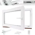 Produktbild: Kellerfenster Kunststofffenster weiß, BxH: 100 x 60 cm / 1000 x 600 mm 2-fach Verglasung (32 mm) Dreh-Kipp inkl. Pilzkopfverriegelung, DIN Rechts ... - Weiß
