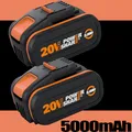Produktbild: Für Worx 20V MAX 5000mAh Akku WA3556 WA3551.1, WA3572, WA3553 WX176 Batterie *2