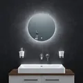 Produktbild: BR Bringer LED Badspiegel Rund - 50cm - Badezimmerspiegel mit Beleuchtung und Anti-Beschlag Funktion - Dimmbar, Energiesparend, 3 Lichtfarben, Touch-Schalter und Speicherfunktion (Modell: BRRS201)