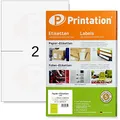 Produktbild: Printation Etiketten selbstklebend 210 x 148 mm - 50 Versandetiketten 210x148, 25 A4 Bogen à 2 Paket-Aufkleber/Sticker 1x2, 50 Klebeetiketten zum Bedrucken - Paket Adressetiketten Internetmarke weiß
