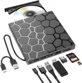 Produktbild: Externer CD/DVD-Laufwerk für Laptop, DVD-Player für Laptop, 8-in-1 USB 3.0 Ultra