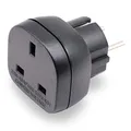 Produktbild: BS 8546 Zugelassen UK auf EU/DE Adapterstecker, 3-polig Elektronikgerät aus UK Adapter auf 2-polige EU-Steckdose/Deutschland Steckdose mit Sicherheitsverschluss (1 Stück Schwarz)