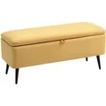 Produktbild: HOMCOM Sitzbank Polsterbank mit Stauraum Leinenoptik 101 x 38 x 44 cm Gelb