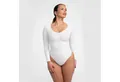 Produktbild: Creamy Fabrics Miederbody Bodysuit Sculpting Shapewear Longsleeve mit String-Weiß-2XL (1-tlg) Figurformend