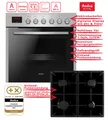 Produktbild: Amica Einbau Herdset Gaskochfeld elektro Backofenmit Umluft Timer Teleskopauszug