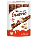 Produktbild: Kinder bueno – Schokoriegel mit knuspriger Waffel, Milch-Haselnuss-Creme und Vollmilchschokolade – 1 Packung mit 6 einzeln verpackten Riegeln (Verpackung kann variieren)