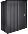 Produktbild: Wasabi - Außenlagerungsschrank 1,39 m² Neat Anthrazit - 162x86x181 cm - Schiebetür - Schrägdach - Grüne Farbe - Metall Gerätehaus