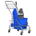Produktbild: HOMCOM Putzwagen Reinigungswagen 26 Liter Wischwagen mit Wringer, Haushaltswagen mit Rollen, Haken für Mopp Blau