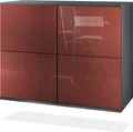 Produktbild: Vladon Kommode Rova V3, Moderner Küchenschrank mit 4 Push-to-Open Türen Anthrazit matt / Bordeaux Hochglanz (92,5 x 73.5 x 35)