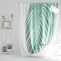 Produktbild: DROPHOP Duschvorhang 180x200 cm Polyester Textil Tropical grün weiß Palmen-Blatt Pflanze Natur Dschungel beschwerter Saum Blickdicht 100% Wasserdicht Waschbar Anti-schimmel Beschichtung .12 Ringe