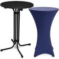 Produktbild: Beautissu Bellini Stehtisch ø 80cm Schwarz mit Stella Stehtischhusse ø 80cm Blau
