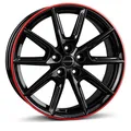 Produktbild: 1x BORBET DESIGN LX18 black glossy rim red 8.0Jx18 5x112 ET48