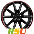 Produktbild: 4x Borbet LX18 black glossy rim red 8x18