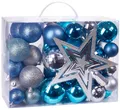 Produktbild: BRUBAKER Weihnachtsbaumkugel 50-teiliges Weihnachtskugel-Set mit Baumspitze, Christbaumschmuck aus Kunststoff, Weihnachtsdekoration edel und robust