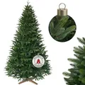 Produktbild: Hochwertiger künstlicher Weihnachtsbaum 210cm mit Holzfuß - Premium Spritzguss Weihnachtsbaum künstlich mit PVC im harmonischen Mix, Schnellaufbau, Tannenbaum künstlich als Weihnachtsdeko