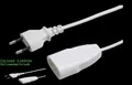 Produktbild: 2X  Euro Verlängerung 3m weiß Buchse Stecker Verlängerungskabel Kabel Kupplung