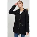 Produktbild: OXMO OXAnna Damen Winterparka Parka Mantel mit Fellkapuze und Teddy-Futter - Schwarz - XS