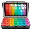 Produktbild: BigDean Tablettenbox 7 Tage luftdicht & lebensmittelecht – Medikamentenbox Morgens, Mittags, Abends & Nacht