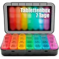 Produktbild: Bigdean Tablettenbox 7 Tage Luftdicht & Lebensmittelecht – Medikamentenbox Morgens, Mittags, Abends & Nacht