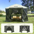 Produktbild: VEVOR Pop-Up-Pavillonzelt, Pop-Up-Zelt mit 6-seitigem Baldachin, Sonnenschutz mit 6 abnehmbaren Sichtschutz-Windtüchern und Netzfenstern, 10 x 10 Fuß, Schnellaufbau-Zelt mit Moskitonetz, Armeegrün