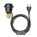 Produktbild: ledscom.de Tischlampe Korkenlampe FLAKO mit Schalter und Textilkabel, schwarz, 1x E27 max. 60W, ohne Flasche, ohne Leuchtmittel