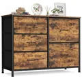 Produktbild: SONGMICS Kommode mit 5 Schubladen, Schubladenschrank mit Metallgestell, 98,7 x 30 x 74,7 cm, Tan