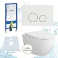 Produktbild: Geberit Vorwandelement Bartolo Wc Spülrandlos Drückerplatte Weiß Komplettset